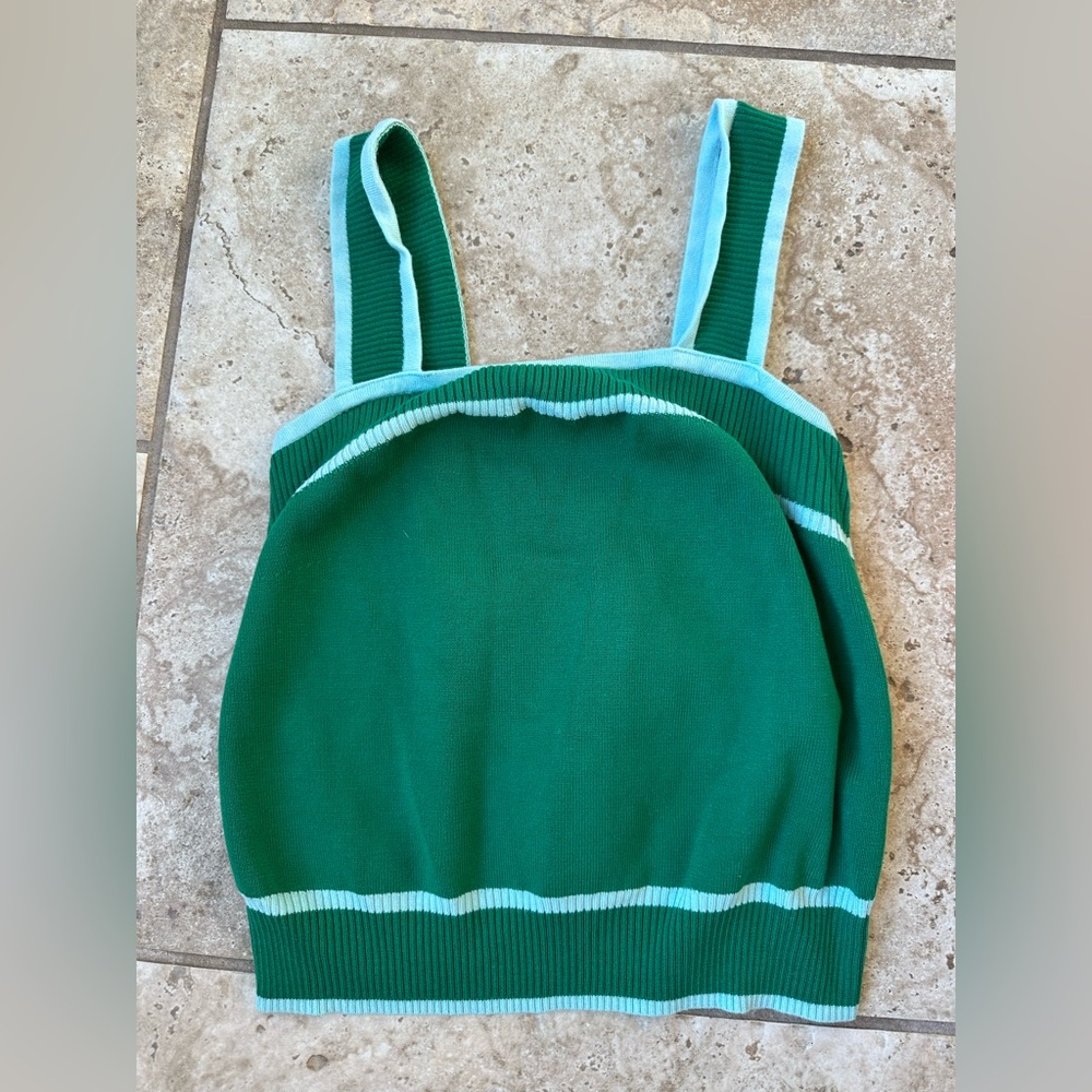 Green and light green lined  Knit Tank Top